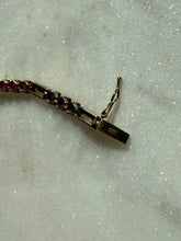 Load image into Gallery viewer, Ruby Emerald Blue Sapphire Diamond 10k Gold Bracelet 7”
