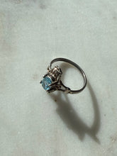 Load image into Gallery viewer, Vintage Filigree Blue Topaz Sterling Silver Ring Size 8.25
