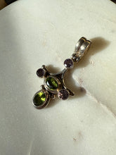 Load image into Gallery viewer, Peridot &amp; Amethyst Sterling Silver Pendant
