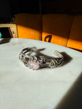 Load image into Gallery viewer, Chunky Rose Quartz Sterling Silver Cuff Bracelet 6.25”
