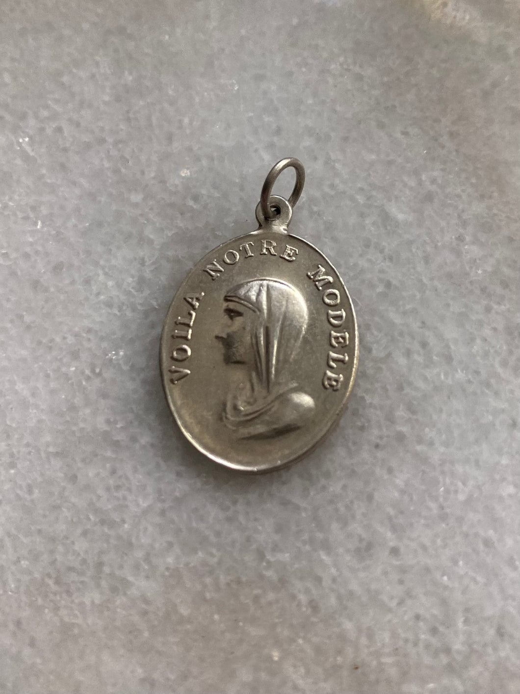 French Antique Mother Mary Sterling Silver Pendant