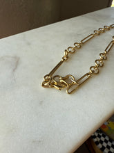 Load image into Gallery viewer, Italian Trombone Link 14k Gold Chain 17”
