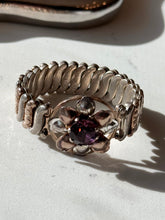 Load image into Gallery viewer, Vintage Purple Flower Sterling &amp; Gold Fill Expansion Bracelet
