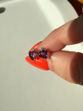 Load image into Gallery viewer, Amethyst Diamond 14k Yellow Gold Gold Heart Earrings
