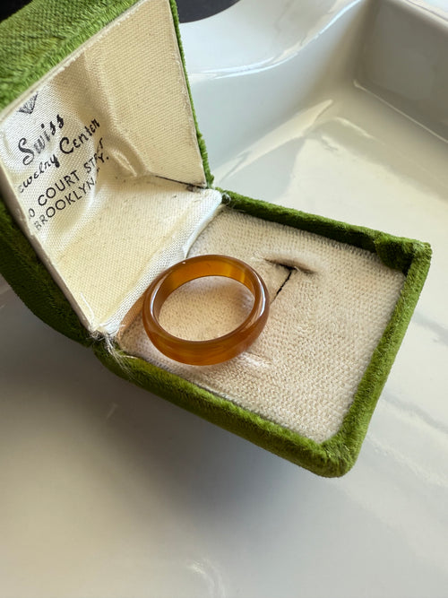 Brown Glass Stacker Band Ring Size 8