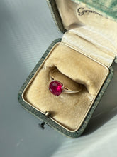 Load image into Gallery viewer, Synthetic Ruby Sterling Silver Solitaire Ring Size 8.5
