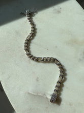 Load image into Gallery viewer, Sterling Silver Iced CZ Figaro Link Bracelet 8”
