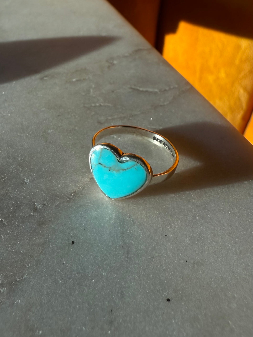 Turquoise Sterling Silver Heart Ring Size 6.25