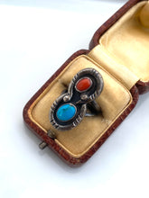 Load image into Gallery viewer, Turquoise &amp; Coral Sterling Silver Ring
