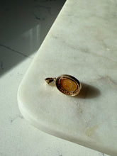 Load image into Gallery viewer, 14k Yellow Gold Fire Opal &amp; Diamond Halo Pendant
