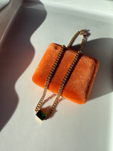 Load image into Gallery viewer, Cuban Link Gold Vermeil Green Glass Stone Necklace
