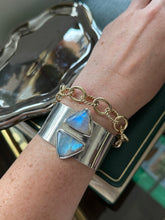 Load image into Gallery viewer, Moonstone Chunky Solid Sterling Silver Thick Width Bracelet
