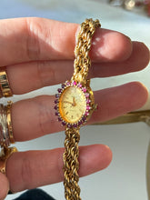 Load image into Gallery viewer, Vintage Geneve Goldtone Ruby Watch
