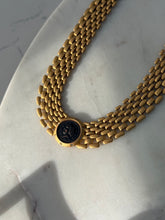 Load image into Gallery viewer, Vintage Gold Plated Faux Coin Panther Link Necklace 16”
