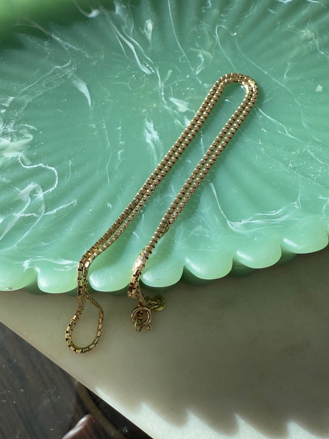 Vintage 14k Yellow Gold Flat Box Chain 19.5”