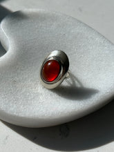 Load image into Gallery viewer, Orange Glass Sterling Silver Ring Size 5
