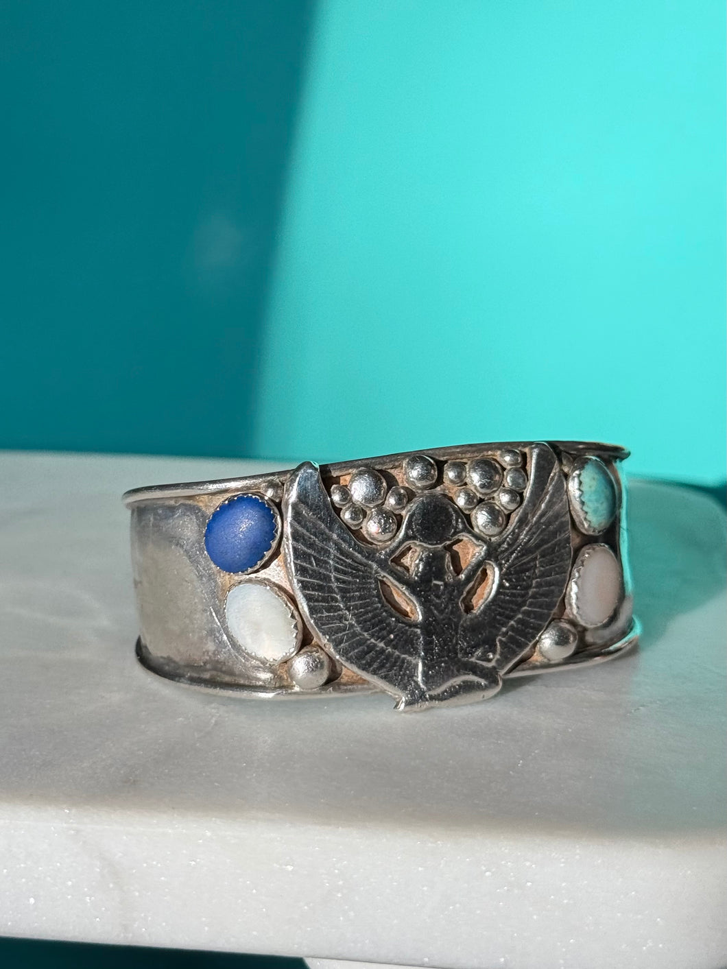 Goddess Isis Sterling Silver Cuff Bracelet 6.5”
