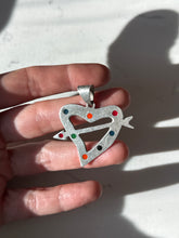 Load image into Gallery viewer, Mexico Vintage Enamel Sterling Silver Heart Pendant
