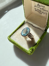 Load image into Gallery viewer, Blue Oval Glass Sterling Silver Ring Size 8.5
