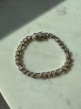 Load image into Gallery viewer, Sterling Silver Iced CZ Figaro Link Bracelet 8”
