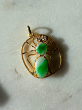Load image into Gallery viewer, Vintage 19.6k Gold Jade &amp; Diamond Spider Pendant
