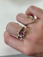 Load image into Gallery viewer, Art Deco 14k Gold Pearl &amp; Ruby Ring
