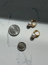 Load image into Gallery viewer, Gold Vermeil Pearl Clicker Hoops
