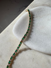 Load image into Gallery viewer, Emerald &amp; Diamond 10k Gold Tennis Bracelet 7”
