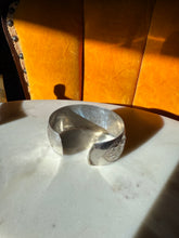 Load image into Gallery viewer, Hand Etched Sterling Silver Wide Cuff Bracelet 6.75”
