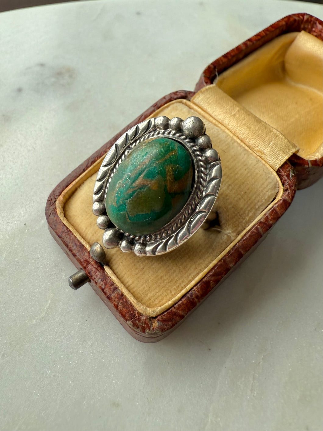 Signed Vintage Turquoise Sterling Silver Ring Size 8