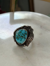 Load image into Gallery viewer, Yellow Larch Chunky Turquoise Sterling Silver Ring Size 13
