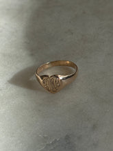 Load image into Gallery viewer, Midcentury 10k Solid Gold Engraved Heart Signet Ring Size 4.5
