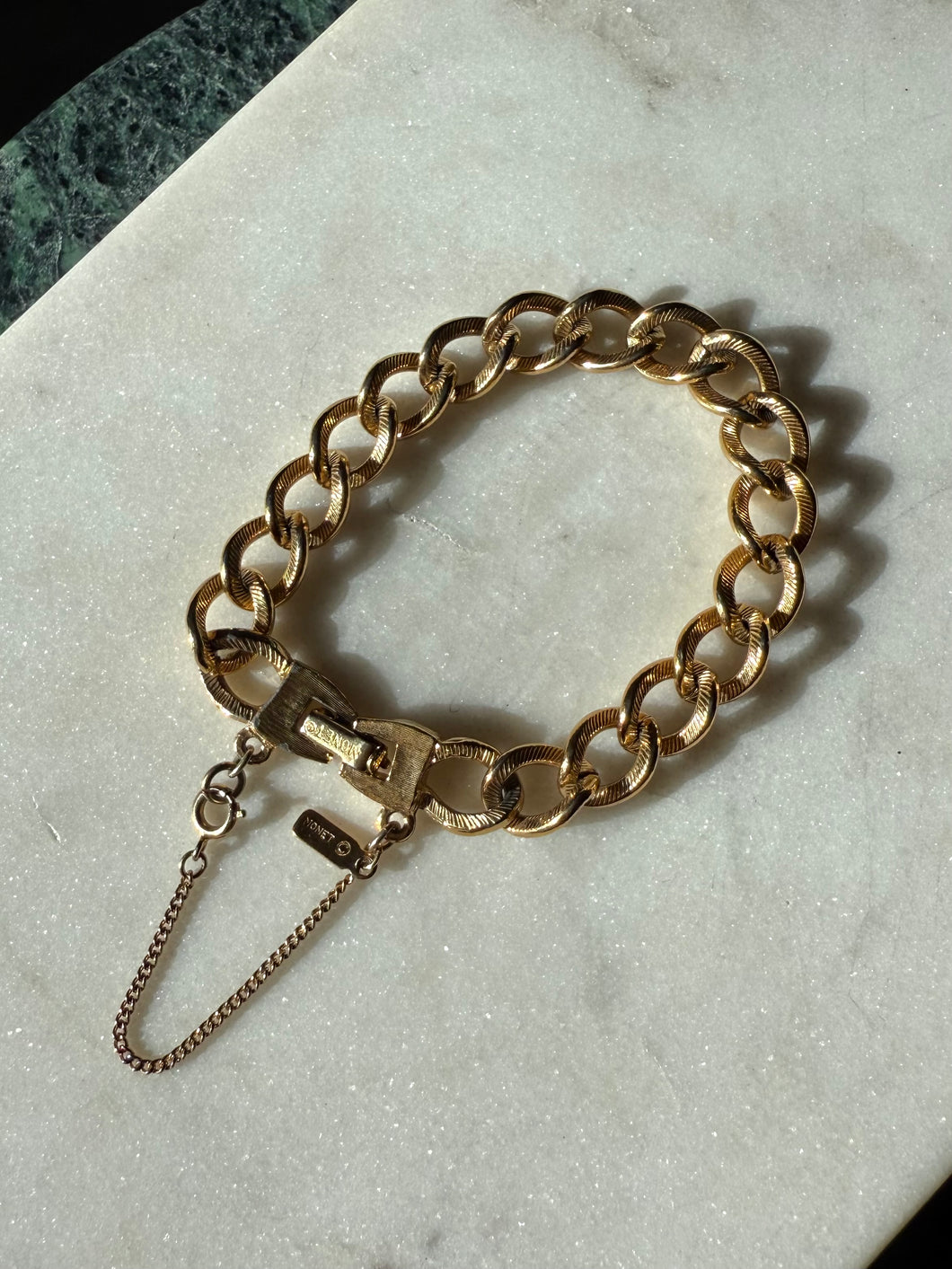 Monet Vintage Gold Plated Curb Link Bracelet 6.5”