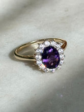 Load image into Gallery viewer, Purple Halo Gold Vermeil Ring Size 9
