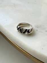 Load image into Gallery viewer, Sterling Silver Black &amp; White Glass Stone Ring Size 8
