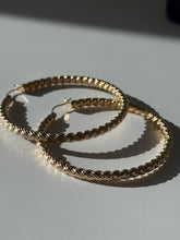 Load image into Gallery viewer, Textured 14k Yellow Gold Large Hoops 2.20”
