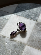 Load image into Gallery viewer, Amethyst Cabochon Sterling Silver Drop Pendant
