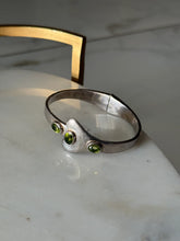 Load image into Gallery viewer, Vintage Peridot Sterling Silver Hinged Bangle Bracelet
