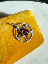 Load image into Gallery viewer, Garnet Cabochon Pentagram Sterling Silver Pendant
