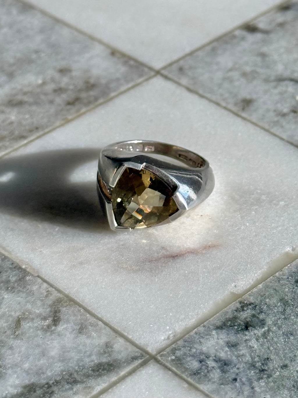 Yellow Citrine Sterling Silver Ring Size 6.25