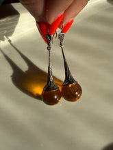 Load image into Gallery viewer, Natural Baltic Amber Vintage Sterling Silver Teardrop Earrings
