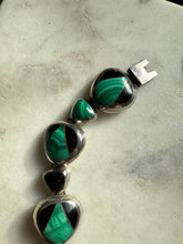 Load image into Gallery viewer, Malachite &amp; Black Onyx Inlay 950 Silver Bracelet 6”

