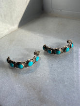 Load image into Gallery viewer, Turquoise Sterling Silver Half Hoop Earrings
