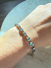 Load image into Gallery viewer, Blue Topaz Gold Vermeil Tennis Bracelet 7.25”
