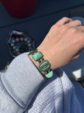Load image into Gallery viewer, Antique Green Enamel Sterling Silver Bracelet
