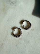 Load image into Gallery viewer, Amethyst Sterling Silver Clicker Hoops
