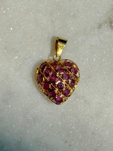 Load image into Gallery viewer, Vintage Natural Ruby 18k Gold Heart Charm
