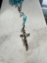 Load image into Gallery viewer, Vintage Blue Bead Sterling Silver Rosary 26”

