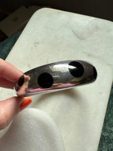 Load image into Gallery viewer, Mexico Modernist Black Onyx Inlay Solid Sterling Bangle Bracelet 6.75”
