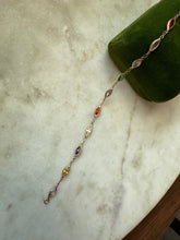 Load image into Gallery viewer, Italian 14k Yellow Gold Multicolor Station Bracelet 7.75”
